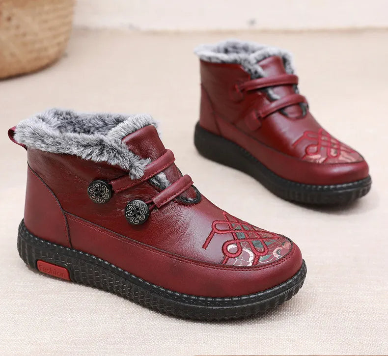 Mady- Chaussures chaudes et confortables en cuir pour femmes