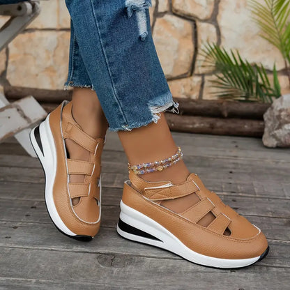 Yvette- Sandales à Semelle Compensée en cuir