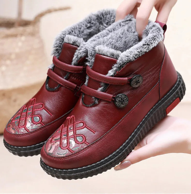 Mady- Chaussures chaudes et confortables en cuir pour femmes