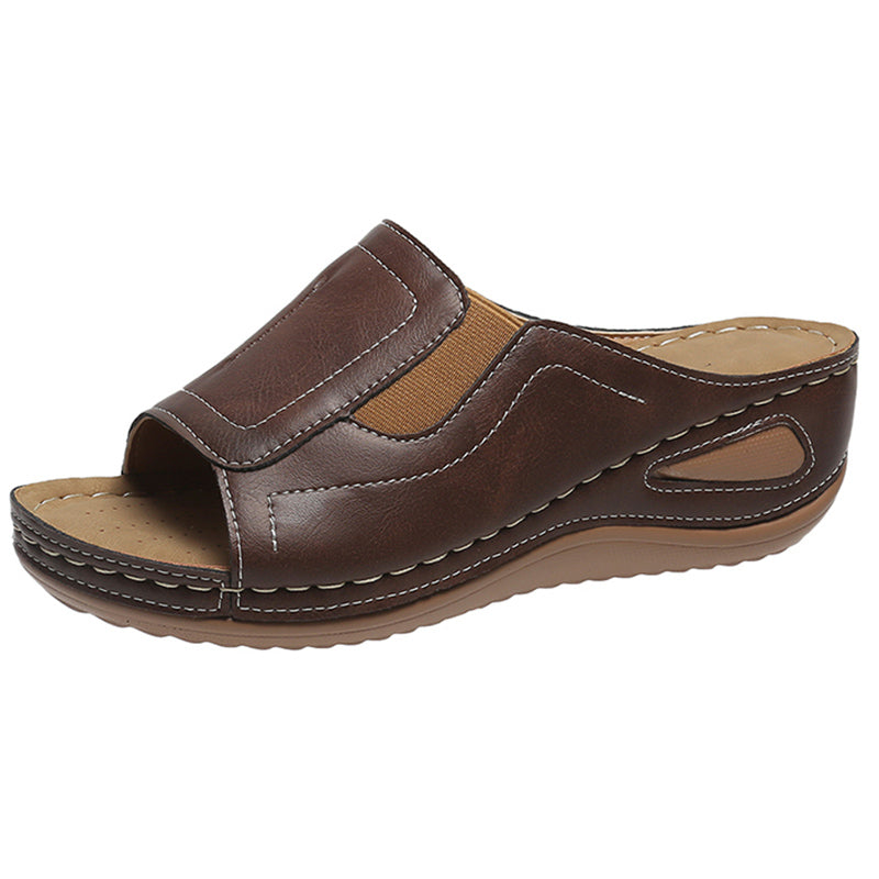 Flora- Sandales à talon compensée en cuir pour femmes