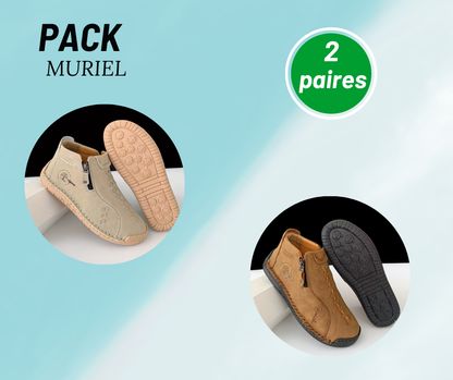 Muriel- Bottines en cuir confortables et antidérapantes pour femmes