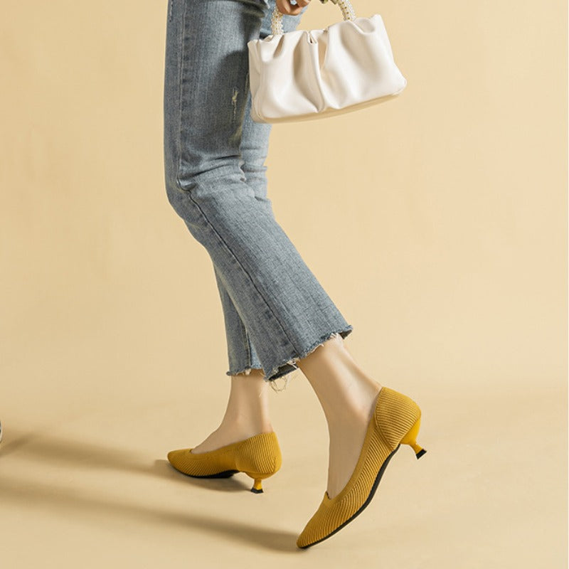 Inaya- Escarpin mi- talons en tissu confortable et respirant