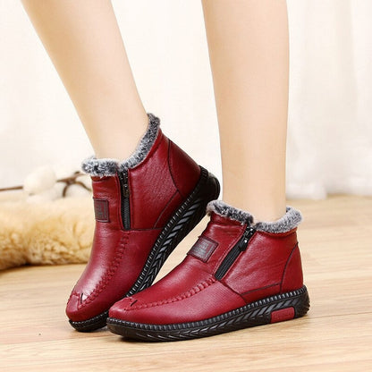 Liliane- Bottes en cuir coton imperméables et antidérapantes